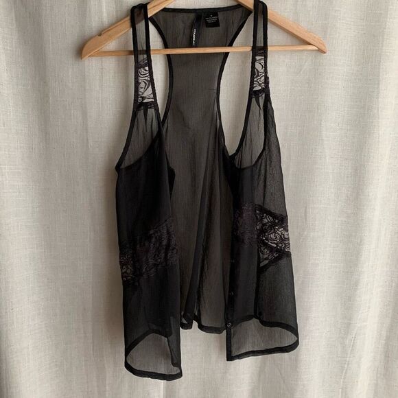 Vintage O’Neill Black Sheer Lace Tank Top Y2K Boho Festival Layering Piece - Picture 12 of 16